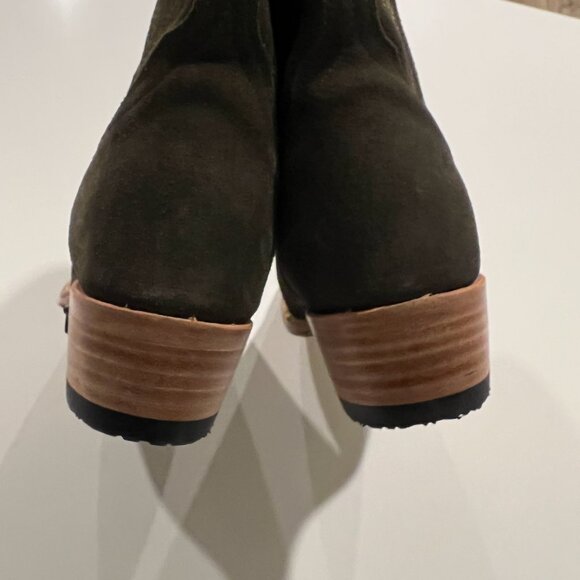 Lane Sandaga Midi Cowboy Boots in Olive Suede Size 7.5B with Box - Picture 8 of 15